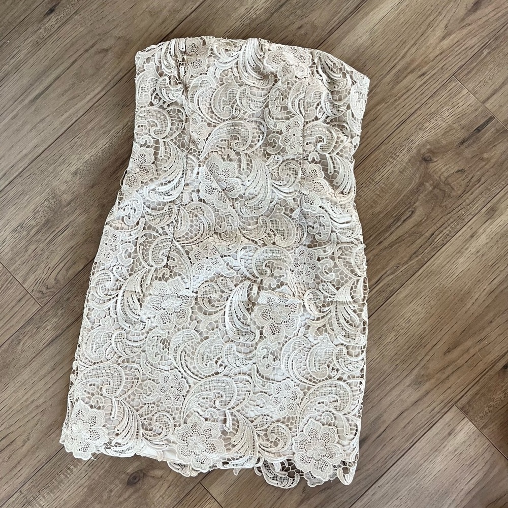 Caché prom homecoming gala cocktail strapless lace dress women's 12